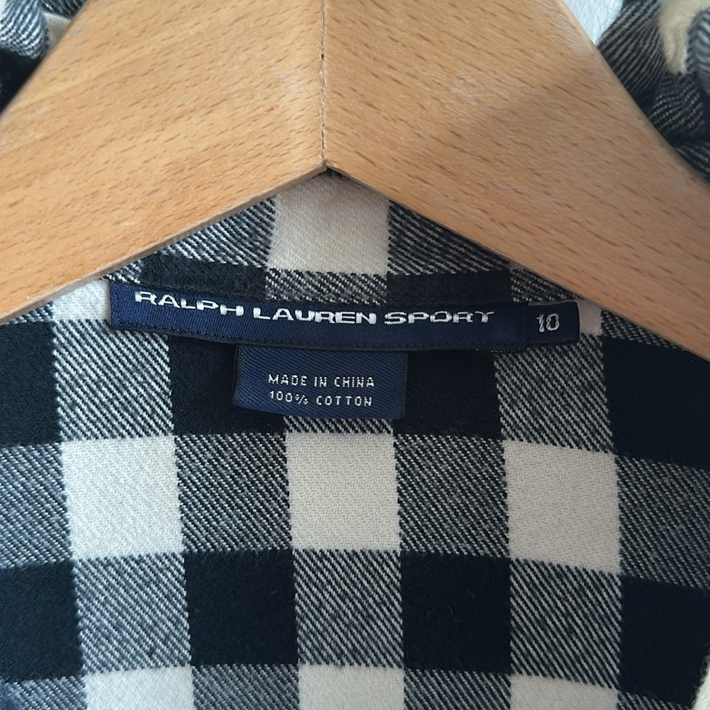 Ralph Lauren brush cotton flannel check shirt with ruffled trim women’s medium - Picture 6 of 9